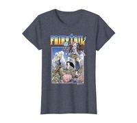 Fairy Tail Natsu Dragneel and Lucy Heartfilia on A Mission T-Shirt, Femme, Bleu Chiné, XXL