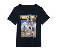 Fairy Tail Natsu Dragneel and Lucy Heartfilia on A Mission T-Shirt, Femme Grandes Tailles, Noir, 5X