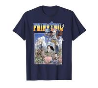 Fairy Tail Natsu Dragneel and Lucy Heartfilia on A Mission T-Shirt, Homme, Bleu Marine, XL