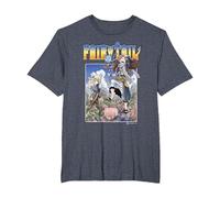 Fairy Tail Natsu Dragneel and Lucy Heartfilia on A Mission T-Shirt, Homme Grandes Tailles, Bleu Chiné, 5X Tall