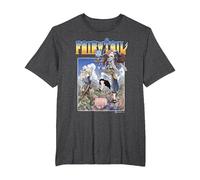 Fairy Tail Natsu Dragneel and Lucy Heartfilia on A Mission T-Shirt, Homme Grandes Tailles, Chiné Foncé, 5X Tall