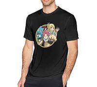 Fairy Tail Natsu Happy Lucy T T-Shirts à Manches Courtes for Mens Short Sleeve Cotton Tee (XX-Large)