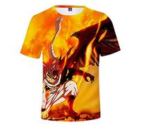 Fairy Tail Natsu T-shirts pour garçons Thé doux et lisse Mode décontracté T-shirts Chemises été Mode Manches courtes, e, XS