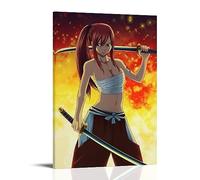 Fairy Tail Poster d'anime Erza sur toile - Poster décoratif sur toile - Impression d'art moderne pour chambre à coucher - 20 x 30 cm