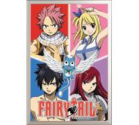 Fairy Tail - Poster - Quad + cadre interchangeable, Shinsuke® Maxi aluminium argenté, vitre acrylique