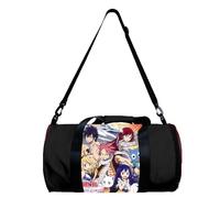 Fairy Tail Sac de sport rond pliable avec bandoulière et poignée sur le dessus Motif dessin animé Natsu Dragneel Lucy Heartfilia, Type 16, 49x26x26cm