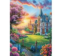Fairy Tale Château dans Le Jardin Fleuri 300 Pièces Puzzle pour Ado en Carton Anti-Déchirure Mythes fantastiques Facile Débutant Jeu De Société Soirée Entre Amis Cadeau Anniversaire Petit Prix 30