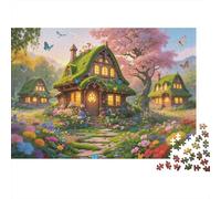Fairy Tale Cottage Jigsaw Puzzles 1000 Pièces Recycled Spring Fantasy Senior Puzzles Accessoires de Jeu de Fête Great Gift Idea for Family and Friends Birthdays 52x38cm/1000pcs