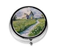 Fairy Tale Cottage Pilulier personnalisé unique - Pilulier de voyage 7 jours avec motif imprimé complet - Mini organisateur de médicaments plaqué fer