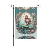 Fairy Tale Sirène Drapeaux de jardin double face 71 x 101 cm pour l'extérieur, drapeaux de jardin de vacances