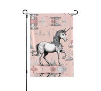 Fairy Tale Unicorn04 Drapeaux de jardin double face 28 x 40 cm pour l'extérieur, drapeaux de jardin de vacances
