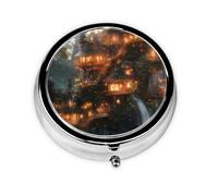 Fairy Tale World Pilulier portable à 3 compartiments, peut être mis dans un portefeuille, une poche, léger et pratique, mini boîte à pilules ronde