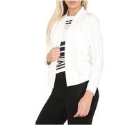 FAIRY TRENDZ Cardigan 2 en 1 tricoté à manches longues et à rayures pour femme, crème, 40-42