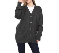 FAIRY TRENDZ Cardigan tricoté surdimensionné avec poches avant pour femme, coupe ample, manches longues, bouton ouvert sur le devant, charbon, 44/46