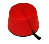 FAIRY TRENDZ Chapeau de fête unisexe turc rouge pour adultes, style tarboosh, accessoire de déguisement, Taille unique