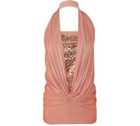 FAIRY TRENDZ Chemisier d'été sexy sans manches à paillettes pour femme, rose clair, S-M