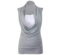 FAIRY TRENDZ Flirty Wardrobe Débardeur 2 en 1 à col bénitier pour femme, gris clair, 48-50