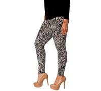 FAIRY TRENDZ Legging grande taille pour femme - Imprimé uni - Extensible - Taille 40-58, Léopard gris, 52-54