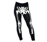 FAIRY TRENDZ Leggings d'Halloween pour femme avec imprimé squelette et os, Noir , 48-50