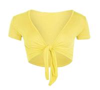 FAIRY TRENDZ LTD Boléro à manches courtes pour femme - Ouverture sur le devant - Jaune - 44-46