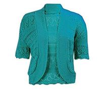 FAIRY TRENDZ LTD Boléro ouvert en tricot à manches courtes pour femme Tailles 36-30, bleu sarcelle, 40-42