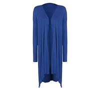 FAIRY TRENDZ LTD Cardigan à manches longues drapé ouvert sur le devant pour femme Uni Ourlet mouchoir irrégulier, bleu marine, 42