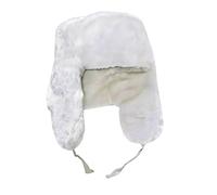 FAIRY TRENDZ LTD Chapeau de trappeur russe avec badge en fausse fourrure Ushanka Cossack Flaps Chapeau chaud d'hiver, Blanc sans badge, Taille unique