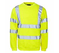 FAIRY TRENDZ LTD Chemise haute visibilité à col rond et manches longues pour homme Bande réfléchissante 2 tons, jaune, L