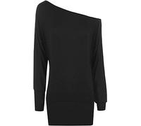 FAIRY TRENDZ LTD Haut ample à manches longues et épaules dénudées pour femme - Noir - 52-54