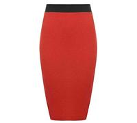 FAIRY TRENDZ LTD Jupe crayon mi-longue pour femme avec taille élastique - Coupe moulante jusqu'aux genoux, Rouge, 44-46