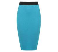 FAIRY TRENDZ LTD Jupe crayon mi-longue pour femme avec taille élastique - Coupe moulante jusqu'aux genoux, turquoise, 40-42