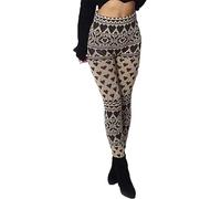 FAIRY TRENDZ LTD Legging tricoté pleine longueur pour femme - Pour Noël et l'hiver, Pierre tricotée cœur, 42