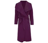 FAIRY TRENDZ LTD Manteau long italien pour femme avec ceinture, violet, 46-48