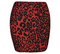 FAIRY TRENDZ LTD Mini jupe imprimée en jersey élastique pour femme, Léopard rouge., 40-42