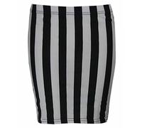 FAIRY TRENDZ LTD Mini jupe imprimée en jersey élastique pour femme, Rayures noires et blanches., 40-42