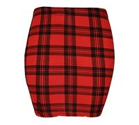 FAIRY TRENDZ LTD Mini jupe imprimée en jersey élastique pour femme, Rouge écossais, 36-38