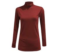 FAIRY TRENDZ LTD Polo à manches longues et col roulé pour femme Imprimé léopard, bordeaux, 44-46