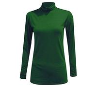 FAIRY TRENDZ LTD Polo à manches longues et col roulé pour femme Imprimé léopard, vert bouteille, 44-46