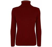 FAIRY TRENDZ LTD Pull à manches longues et col roulé côtelé pour femme, bordeaux, 48-50