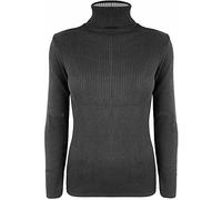 FAIRY TRENDZ LTD Pull côtelé à manches longues et col roulé pour femme, charbon, 40-42