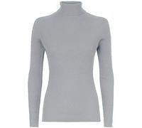 FAIRY TRENDZ LTD Pull côtelé à manches longues et col roulé pour femme, gris, 40-42