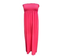 FAIRY TRENDZ LTD Robe longue d'été en jersey avec bandeau froncé et bustier pour femme, rose fluorescent, 48-50