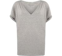 FAIRY TRENDZ LTD T-shirt ample à manches chauve-souris pour femme avec col en V et manches chauve-souris, gris clair, 36-38