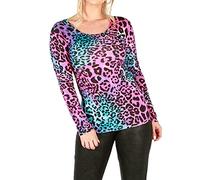 FAIRY TRENDZ LTD T-shirt extensible à manches longues et col rond pour femme, Motif léopard., 44-46