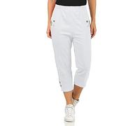 FAIRY TRENDZ Pantacourt d'été 3/4 pour femme avec taille élastique et 2 poches latérales, blanc, 44
