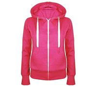 FAIRY TRENDZ Sweat à capuche doux avec cordon de serrage et poche avant pour femme, rose, 44