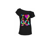 Fairy Trendz T-Shirt rétro pour Femme avec Inscription « I Love 80s » et Inscription « I Love 80s », (Black I Love 90s Multicolore EU 36-38)