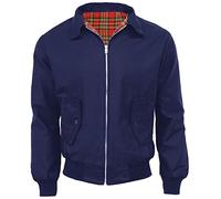 FAIRY TRENDZ Veste Harrington classique pour homme - Style rétro des années 70 - Fermeture éclair, bleu marine, 3X-Large
