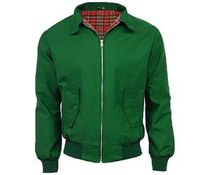 FAIRY TRENDZ Veste Harrington classique pour homme - Style rétro des années 70 - Fermeture éclair, vert bouteille, 3X-Large