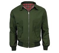 FAIRY TRENDZ Veste Harrington classique pour homme - Style rétro des années 70 - Fermeture éclair, vert olive, Small